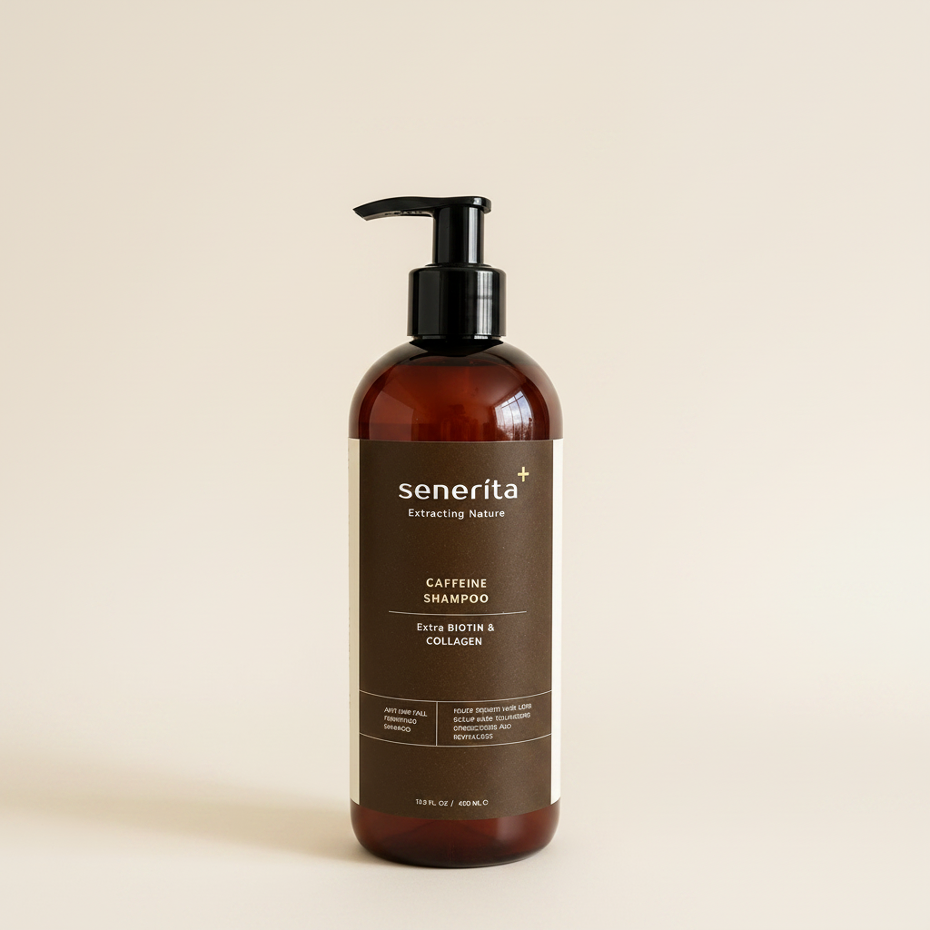 Senerita+ Caffeine Shampoo 400ml on cream background
