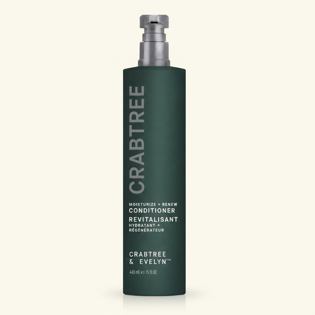 Crabtree & Evelyn Moisturize + Renew Conditioner 443ml on cream background