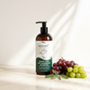 Senerita+ Grape Seed & Sage Anti-Dandruff Shampoo 400ml lifestyle on cream marble with grape clusters and sage
