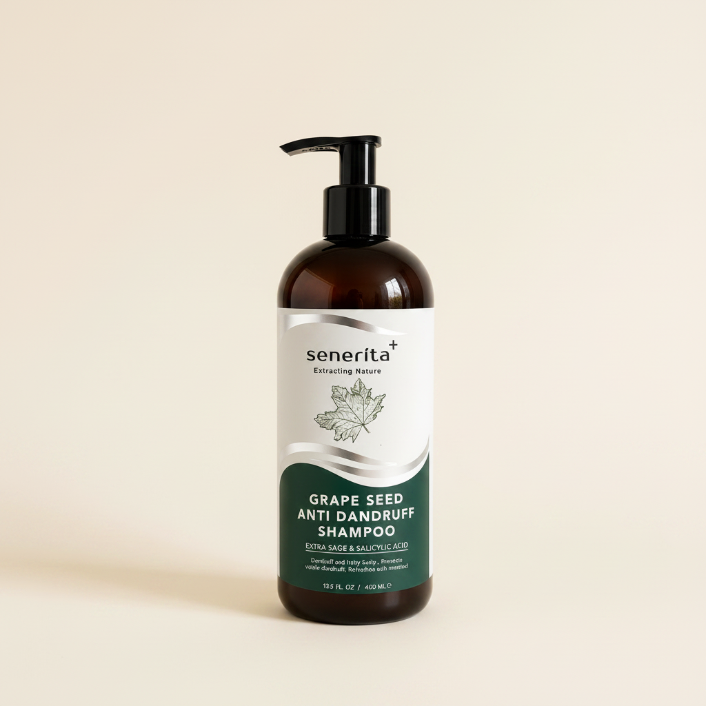Senerita+ Grape Seed & Sage Shampoo 400ml on cream background