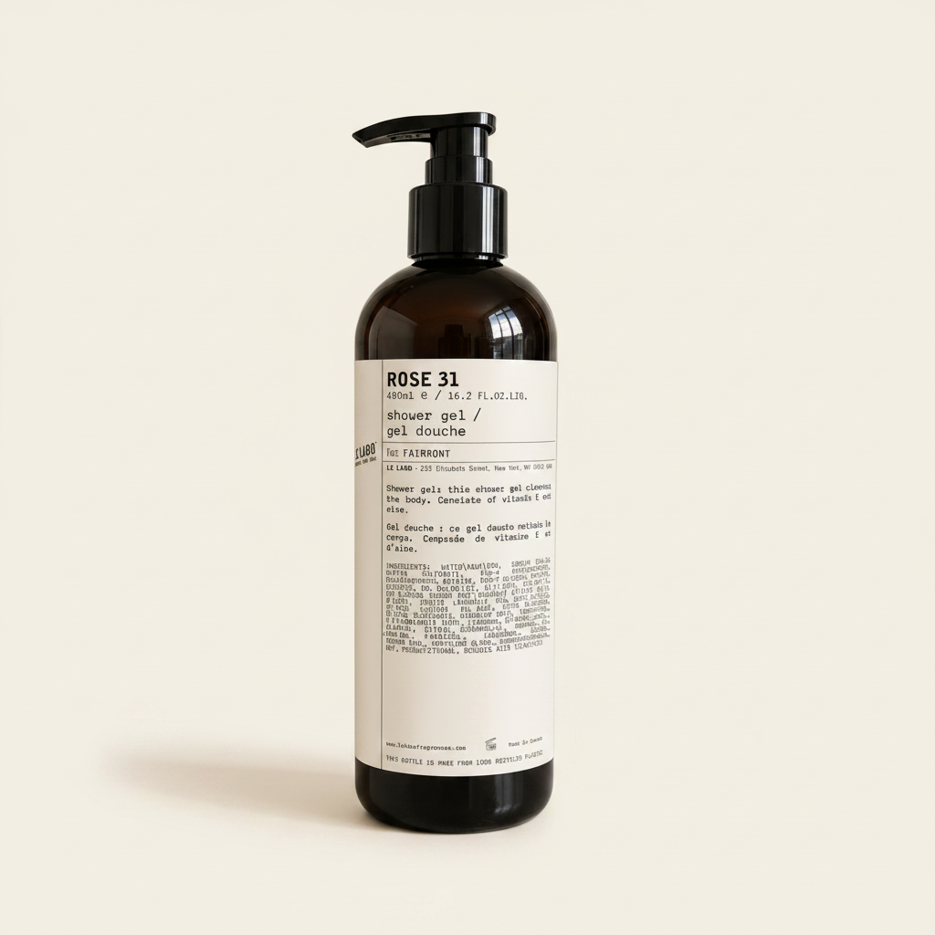 Le Labo Rose 31 Shower Gel 480ml on cream background